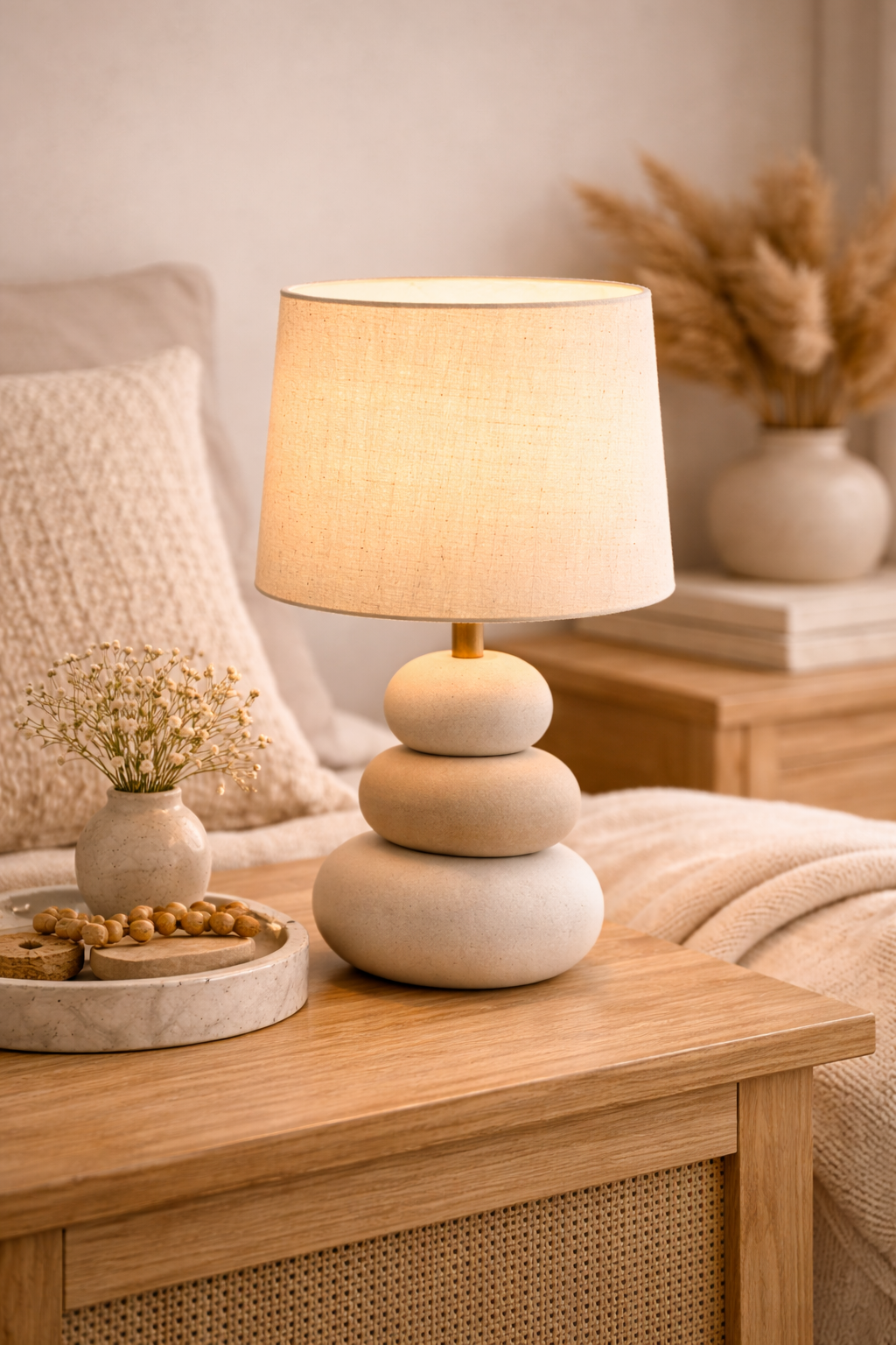 Handcrafted Ceramic Pebble Table Lamp
