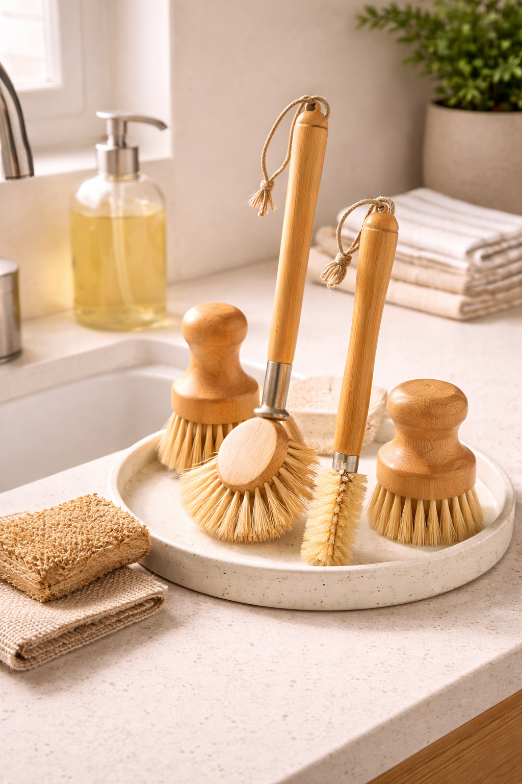 Eco-Friendly Bamboo Cleaning Brush Set