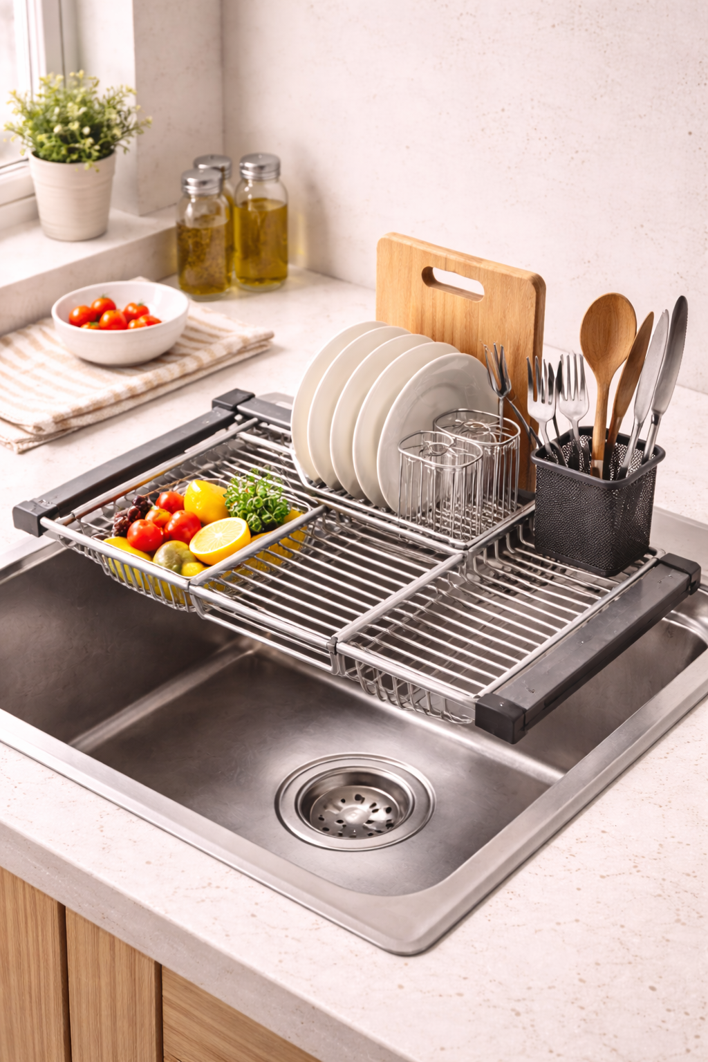 Adjustable Stainless Steel Sink Dish Drying Rack