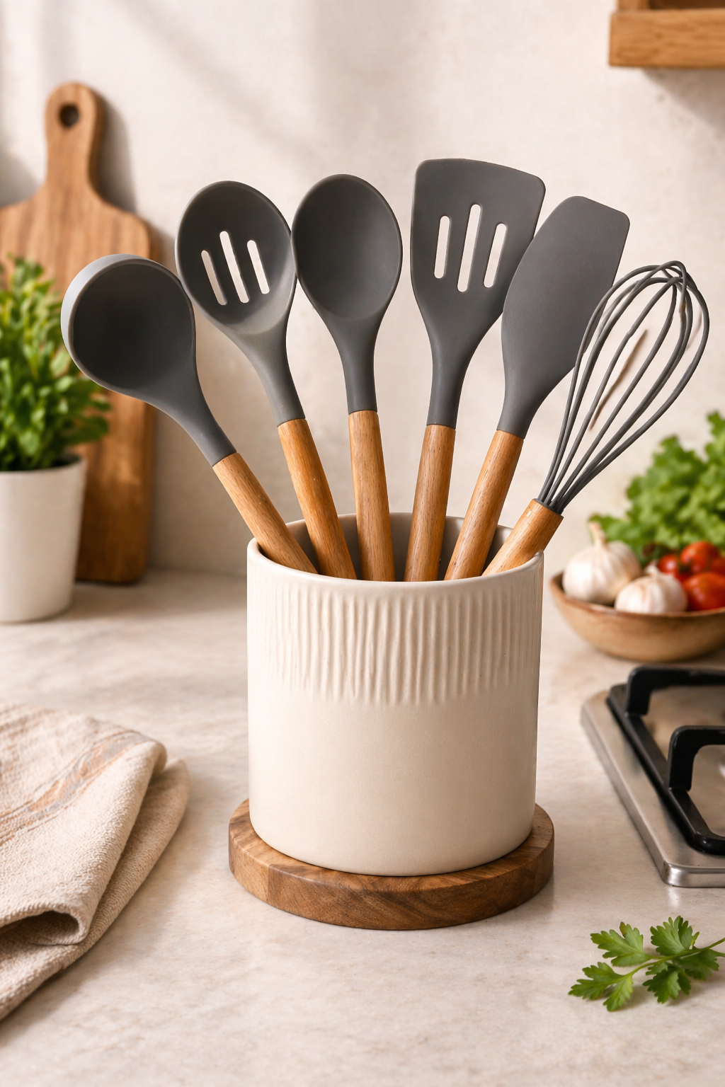Wooden Handle Silicone Cooking Utensil Set