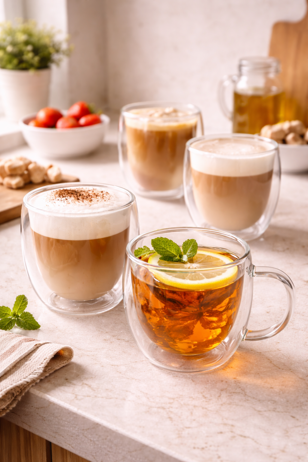 Double Wall Glass Tea & Coffee Mug Set